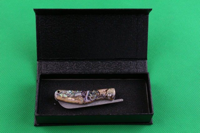  Abalone VG10 Damascus Little Razorback no lock knife UD402134